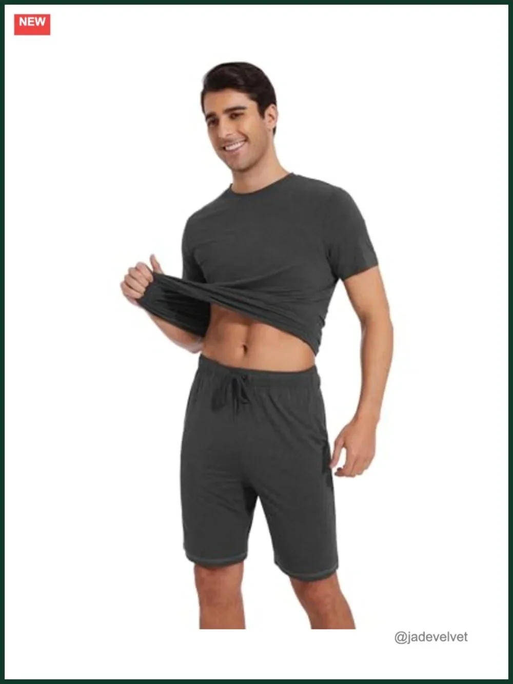 Men's Short Sleeve Pajama Set with Shorts - Lightweight Bamboo Viscose